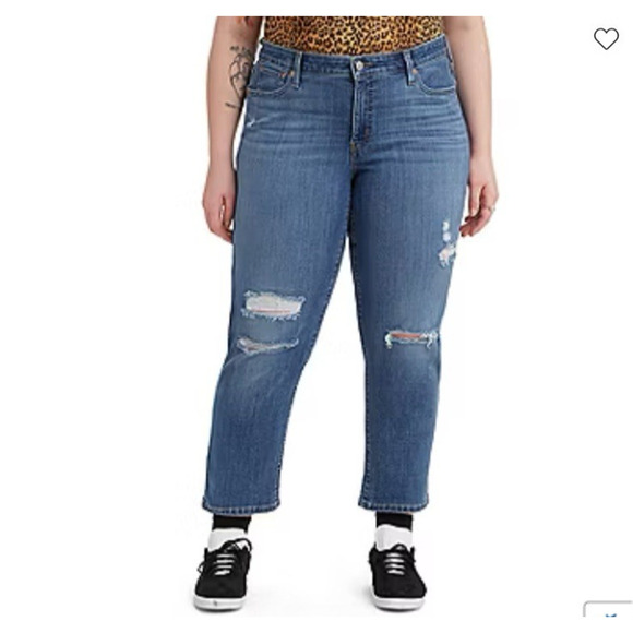 Levi’s Jeans Size 24W Boyfriend Fit Tapered Leg Denim NWT Mid Rise Cuffed Crop - Picture 1 of 11